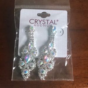 Rhinestone chandelier silver earrings